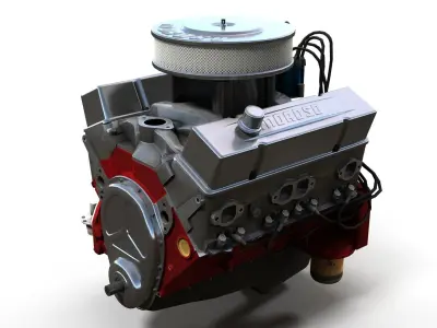 V8 muscle car engine Low-poly 3D model