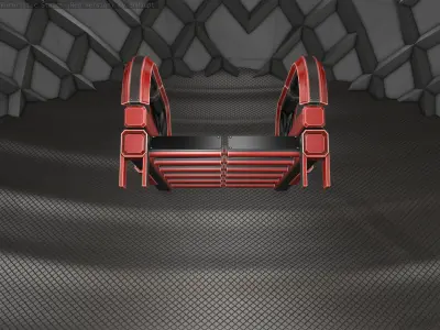 Sci-Fi Stairs - 2 - Red Version Low-poly 3D model