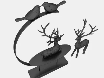 bird and deer decor Low-poly 3D model