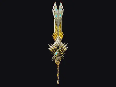 Sword Magical Cutting Fantasy Melee Dagger Iron Blade Saber Low-poly 3D model