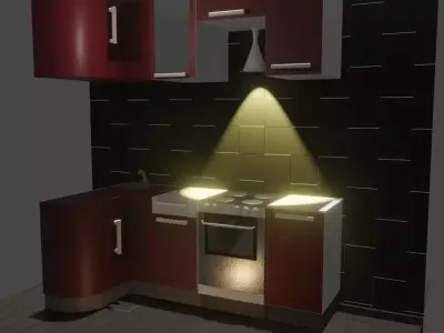 kitchen with stove and oven Free low-poly 3D model