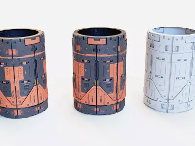 Sci-Fi Industrial Props  Low-poly 3D model