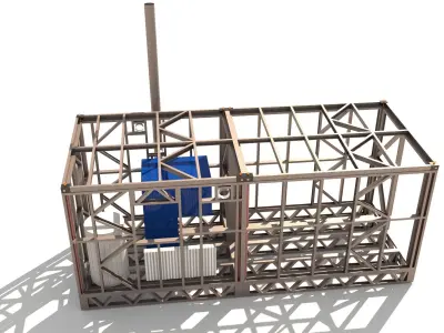 Boiler room in a container 3D model