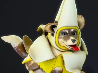 Cartoon Corgi Banana Costume Expansion Pack Low-poly 3D model