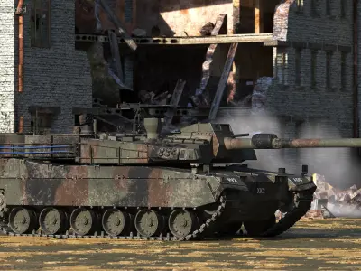 Korean Tank K2 Camouflage Color Dirty Rigged 3D model
