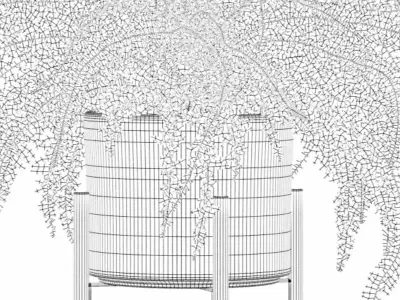 Big fern in modern flower pot Free 3D model