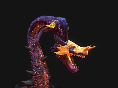 Dragon handpainted game ready Low-poly 3D model