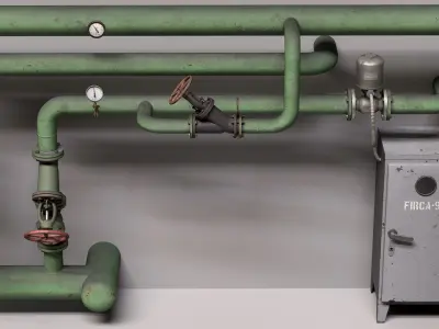 Industrial pipes-valves 3D model