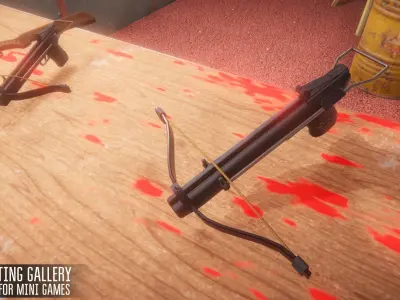 Shooting gallery - props for mini games Low-poly 3D model