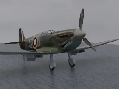 World War 2 Spitfire With Pilot Low-poly 3D model