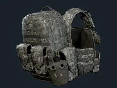 Military Gear Equipment Vest Game Ready Low-poly 3D model