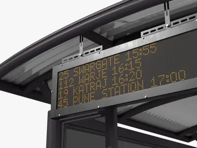 Smart Bus Stop Shelter with LED Arrival Board 3D model
