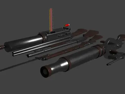 WW1 Gun Pack Low-poly 3D model