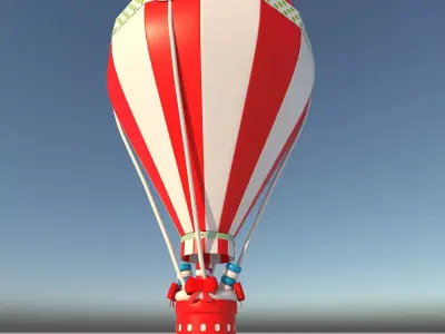balloon 3D model hot air with stripes 3D model