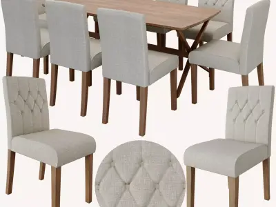 dining set table and chairs Free 3D model