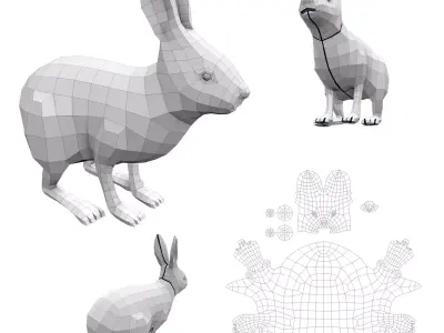 32 Animals Base Meshes Free low-poly 3D model