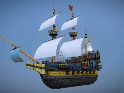 Pirate Ship Destroyer Low-poly 3D model