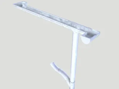 White Plastic Gutter System PBR Low-poly 3D model