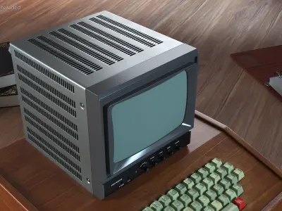 Vintage Black And White Video Monitor 3D model