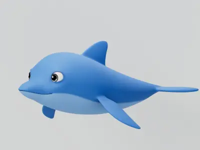 Rigged Cartoon Dolphin 3D model