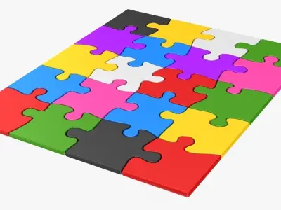 Colorful Puzzle Pieces Low-poly 3D model