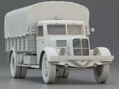 WWII French Military Cargo Truck 4t 3D model