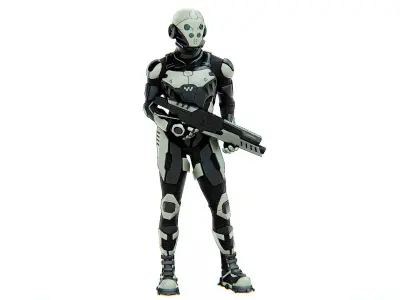 MECHA SOLDIER-A  Rigged for Unreal Engine - Unity - MIXAMO 3D model