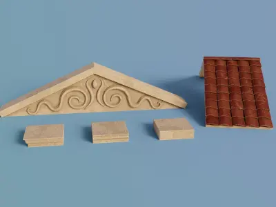 Antique Temple Roof Low-poly 3D model