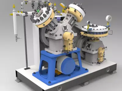 Large ship diaphragm compressor 3D model