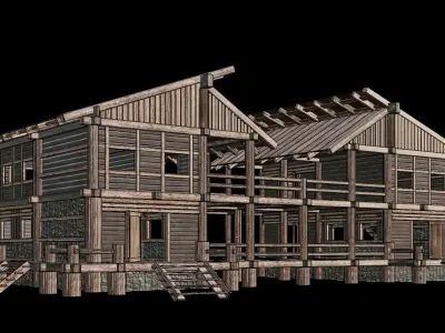 Medieval Houses 18 - 4K Textures Game Ready Low-poly 3D model