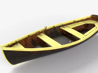 Black wooden boat 3D model