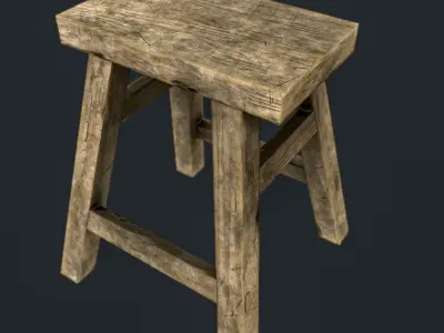Wood Chair Low-Poly Game Asset Free low-poly 3D model