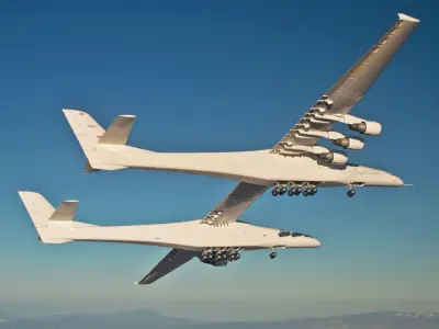 Stratolaunch fighter jet flying 3D model