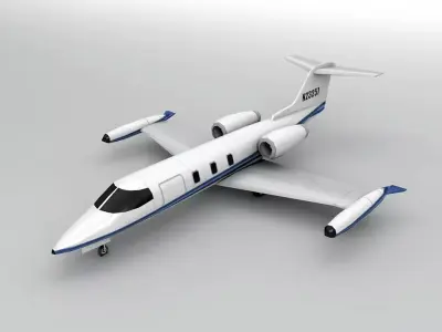 Learjet 25 Jet Aircraft LOW Low-poly 3D model
