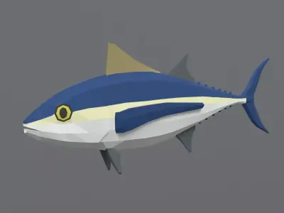 Low Poly Cartoon Tuna Fish Low-poly 3D model