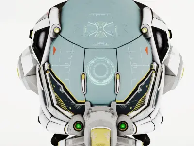 Damaged Science fiction helmet Low-poly 3D model