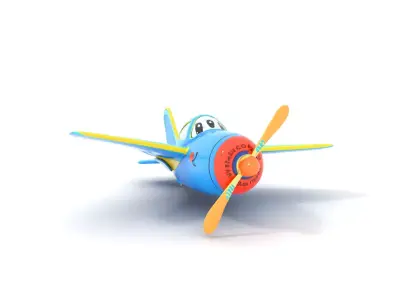 Cheerful Blue Plane model pack Low-poly 3D model