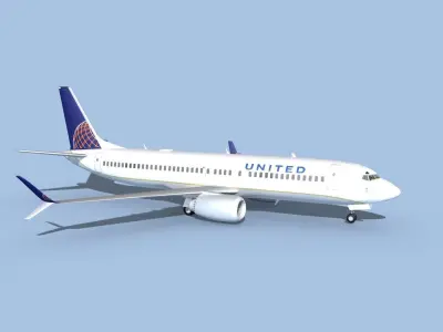 Boeing 737-800 Max United Airlines 3D model