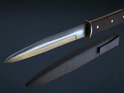 WW1 German Knife with a satch asset Free low-poly 3D model