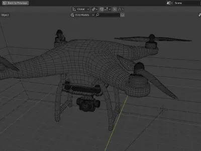 Semi Realistic Low poly White Drone Low-poly 3D model