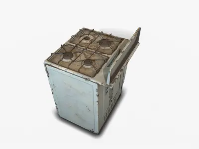 Old stove gas Low-poly 3D model