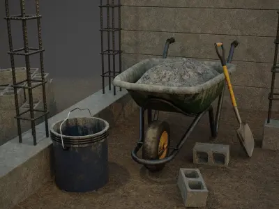 construction tools Low-poly 3D model