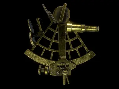 Antique Sextant Instrument Low-poly 3D model