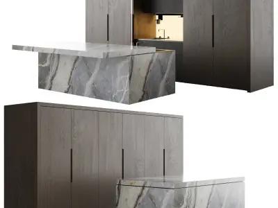 Kitchen with island by Nero Cucine 3D model