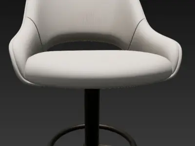 Contemporary Bar Stool Black Metal Base White Cushion 3D Model Free 3D model