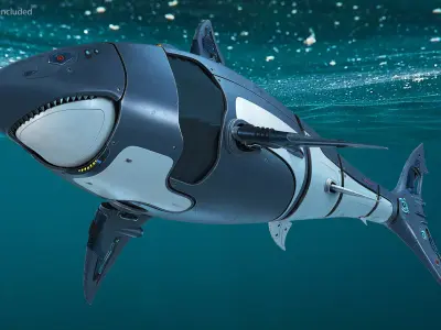 Shark Robot Rigged for Cinema 4D 3D model