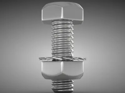 Screw nut and bolt Low-poly 3D model