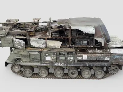 russian Buk missile system destroyed by Ukrainian army 3D model