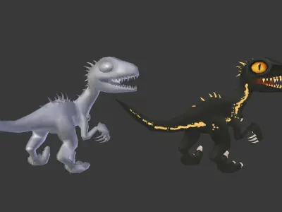Low Poly IndoRaptor Animated Low-poly 3D model