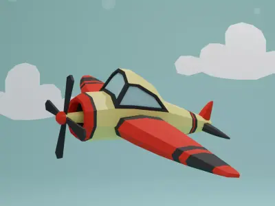 Low poly aircraft in blender Free low-poly 3D model